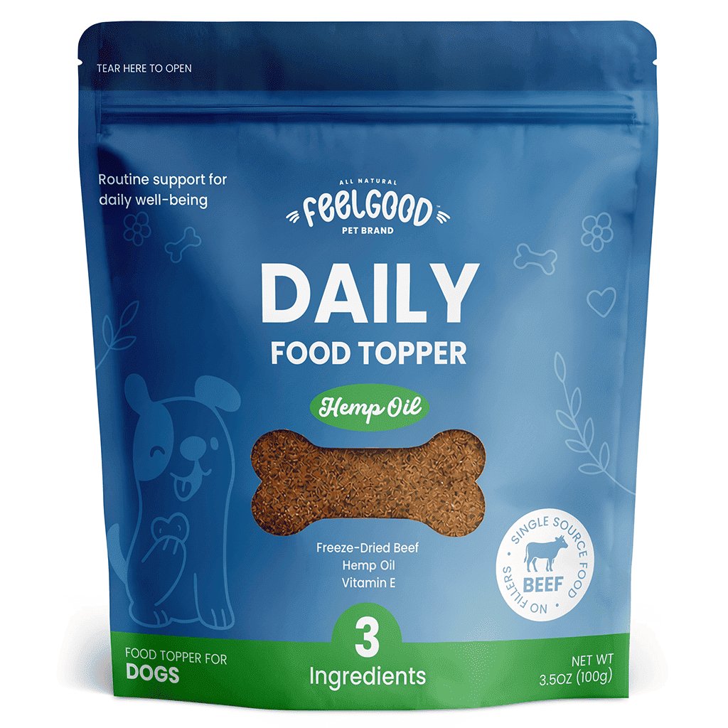 FeelGood Pet Brand Daily Food Topper package with blue and green design