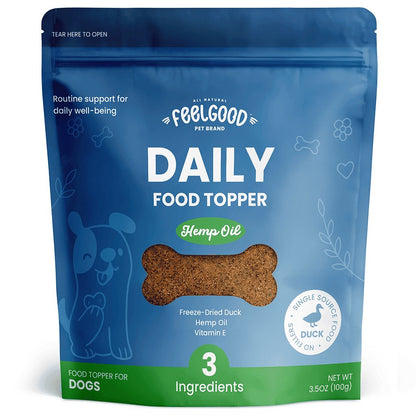 FeelGood Pet Brand Daily Food Topper package with blue and green design