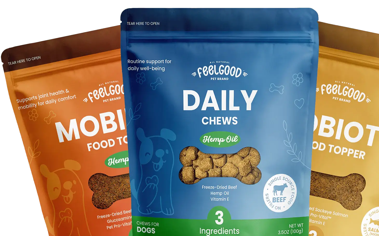 Feel Good Pet Mobility, Daily and Probiotic 
